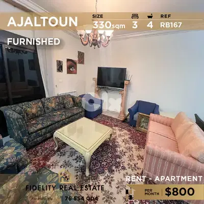 Apartment for rent in Ajaltoun RB167 شقة مفروشة للإيجار في عجلتون
