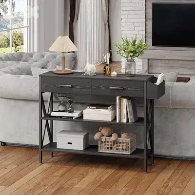 Industrial Entryway Table with 3-Tier