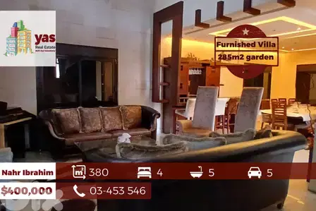 Nahr Ibrahim 380m2 | 285m2 Garden | Furnished | Well maintained | ABA