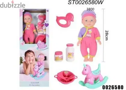 baby doll with horse and accessories