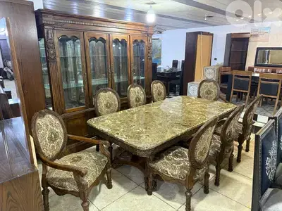 اوضة سفرة ملكية شغل برا خشب نسيف وملبسة قشر نسيف