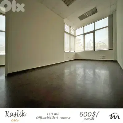 Kaslik | Prime Location | 110m² Office / Clinic | 4 Rooms | Parking