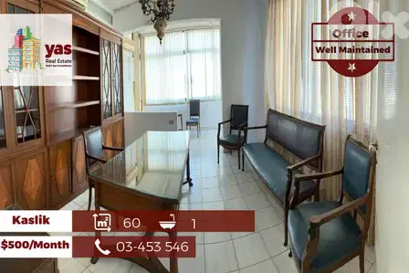 Kaslik 60m2 | Office | Rent | Well Maintained | Prime Location | EH