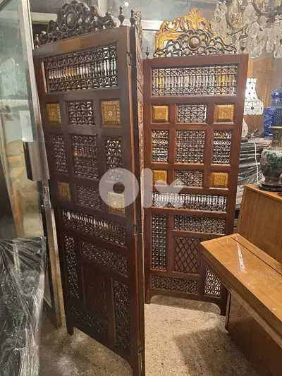 برفان شرقي انتيك مرصع صدف مع شغل خراطة مميز خشب زين paravan