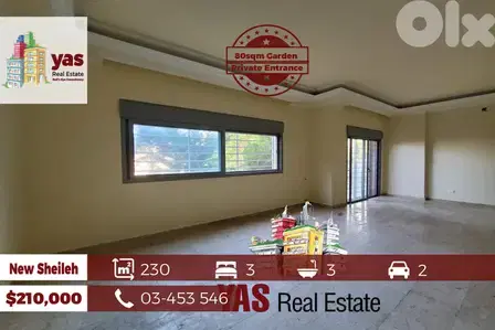 New Sheileh 230m2 | 80m2 Garden | New | Private Street | Catch |