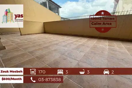 Zouk Mosbeh 170m2 | 120m2 Terrace | Rent | Excellent Condition | EL |