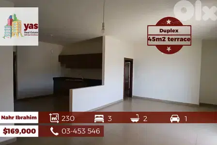 Nahr Ibrahim 230m2 | 45m2 Terrace | Brand New Duplex | Sea View | ABA