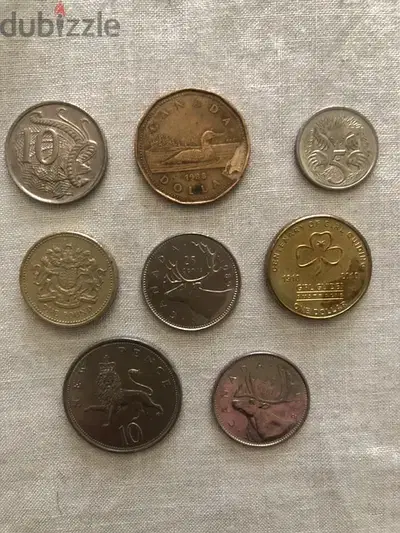 8 different coins Queen Elizabeth UK Canada Australia