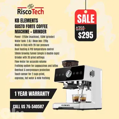 KB ELEMENTS Gusto - Forte Coffee Machine + Grinder–ماكينة قهوة ألمانية