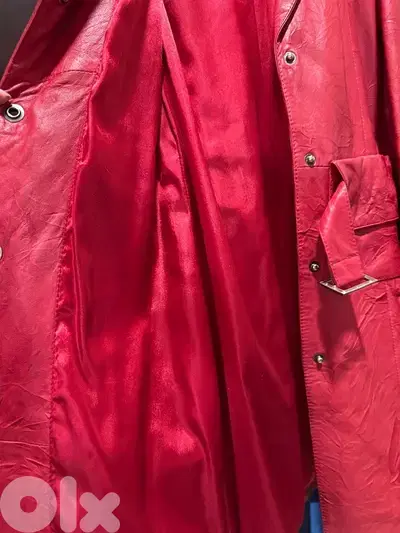Stylish Turkey Red Leather Coat  – Used