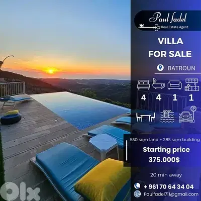 Triplexe villa for sale Batroun (20 min away ) Brand Modern !!