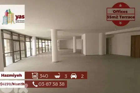 Hazmiyeh 340m2 | 35m2 Terrace | Offices | Rent | Prime Location |AA/EB