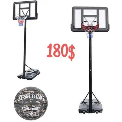 Basketball hoop 110 cm x 75 cm with Spalding Ball size 7