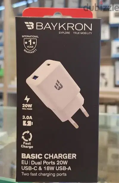 BAYKRON BASIC CHARGER EU/DUAL PORTS 20W USB-C& 18W USB-A 20W 3A