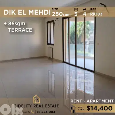 Apartment for rent in Dik El Mehdi RK183 شقة للإيجار في ديك المهدي