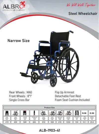 Steel wheelchair - Narrow size