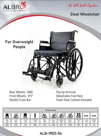 Steel wheelchair - For overweight people