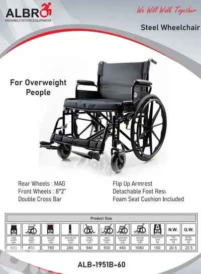 Steel wheelchair - for overweight people 600