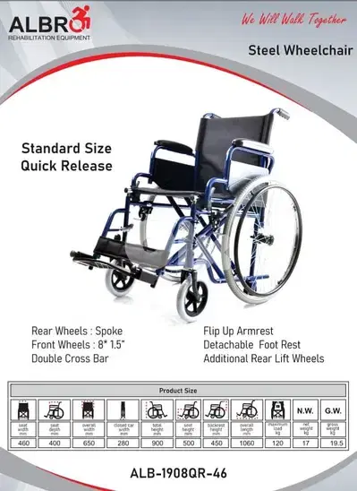 Quick release manual standard wheelchair