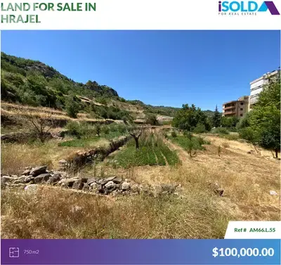 750m2 land+mountain view 4sale in Hrajel - أرض للبيع في حراجل
