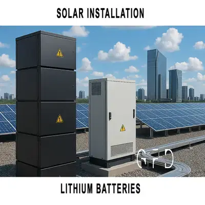 Industrial Solar Installation with High-Capacity Lithium Battery Backu