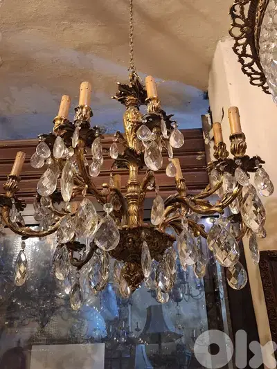 czech bronze and crystal chandelier