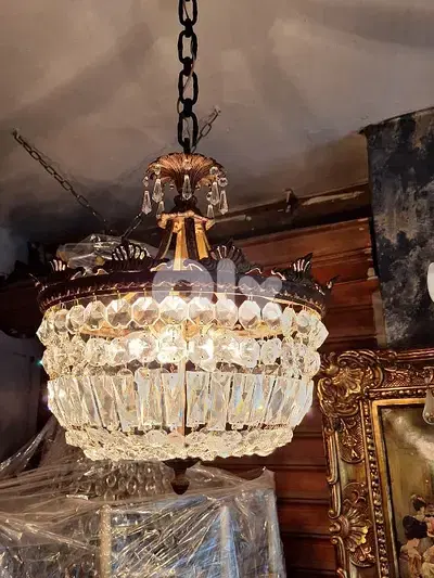 original french bronze and crystal chandelier
