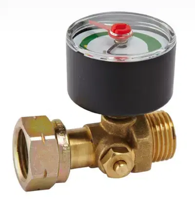 gas valve with pressure guage ساعة ضغط للغاز مع حماية تهريب