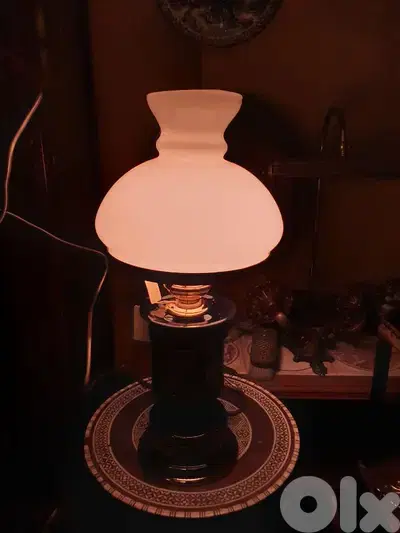 antique swiss hand made porcelain and opaline lamp