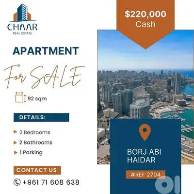 Apartment for Sale in Borj Abi Haydar-شقة للبيع في برج ابي حيدر-#R2704