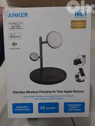 Anker MagGo 15w Wireless Charging Station (3-in-1 Stand) With Charger