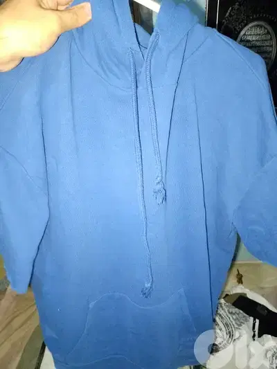 Blue hoodie.
