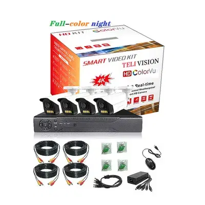 Kit 4 Channels Full HD - 4K CCTV Kit Color VU + Cables