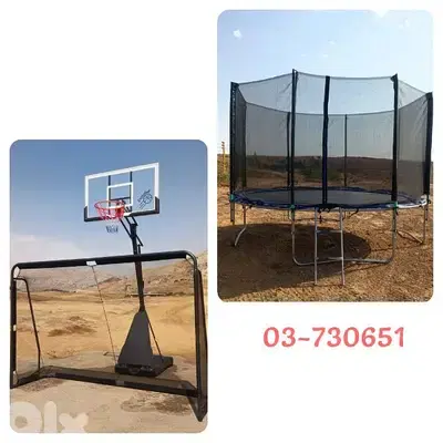 only 630$ 3items(movable hoop + trampoline + mini football)
