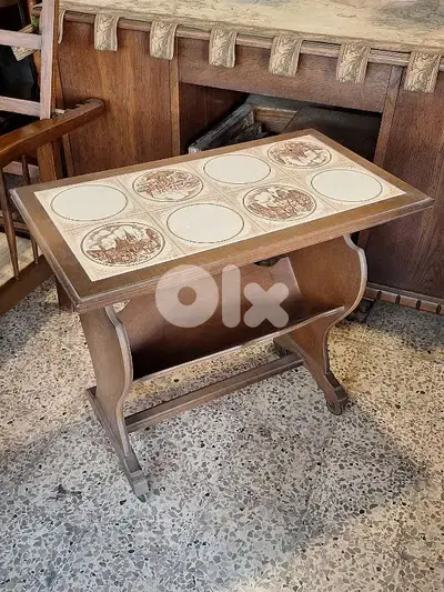 wooden and ceramic top trolley cart