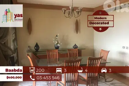 Baabda/Yarzeh 200m2 | Decorated | Modern Flat | Prime Location | PA