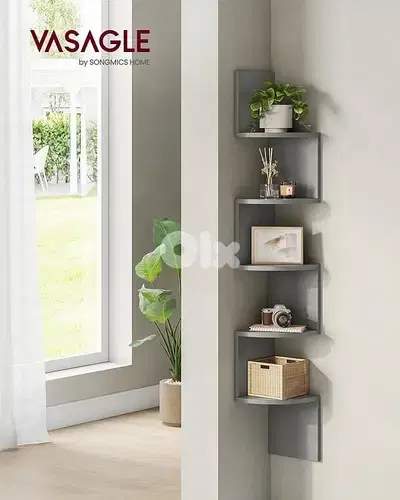 Corner Shelf, Wall Shelf with 5 Shelves, Floating Shelf