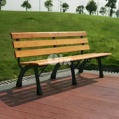 Classic 59" Wooden Park Bench – 3-Seater with Rustproof Metal Frame