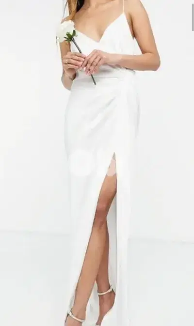 ASOS edition Rosanna satin cami wedding dress with drape detail  44