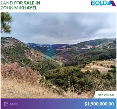 1265m2 Land+mountain view 4sale in Zouk Mikhayel - أرض في زوق مكايل