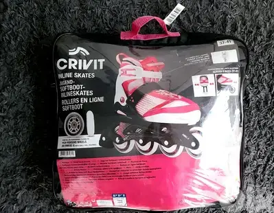 رولر CRIVIT للأطفال (المقاسات 29–37) + خوذة هدية مميزة