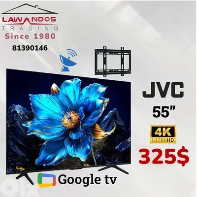 Led JVC ORIGINAL 55” Google tv مع ستاند