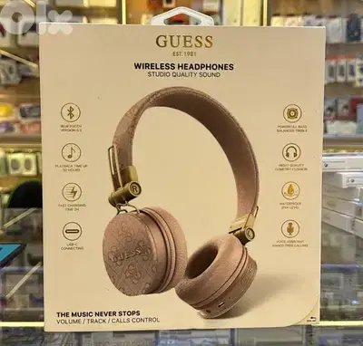 Guess Wireless Headphones leather with metal logo pink 50$