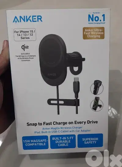 Anker MagGo Wireless Charger 15w Snap To Fast Charge With Car Adapter