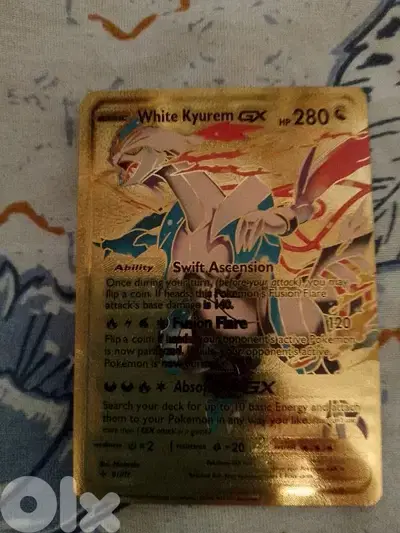 White kyurem pokemon golden card.