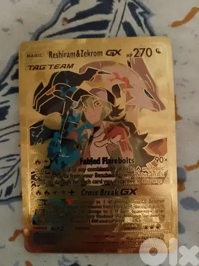 Reshiram and zekrom pokemon golden card.