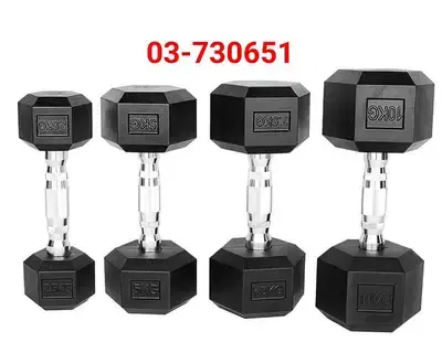 hexagon rubber dumbbells