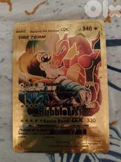 Charizard and blastoise pokemon golden card.