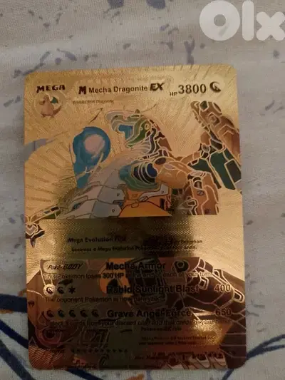 Mecha dragonite pokemon golden card.