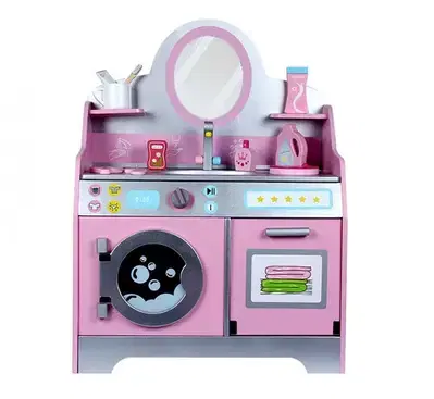 Wooden Laundry Washing Machine Table - غسالة ومنضدة غسيل خشبية للأطفال